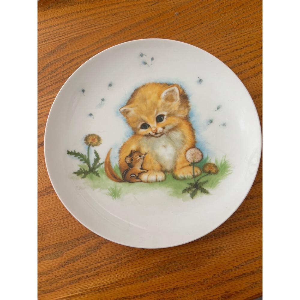 Sunny Animals Heartline Friendship Kitten Chipmunk Collector Plate Vintage 7.5"